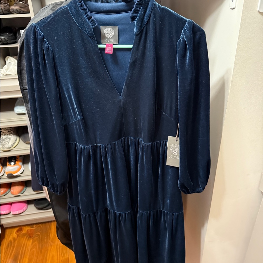 Vince Camuto Midnight Blue Velvet Dress